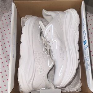 Hoka Clifton 10 All-White Athletic Sneakers
